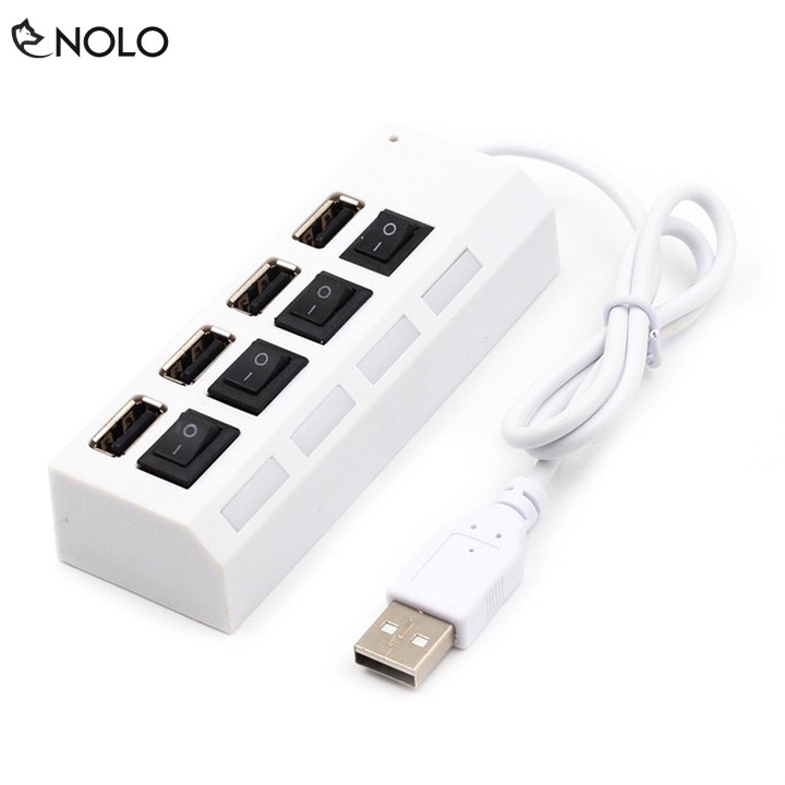 Bộ Hub Chia Cổng USB 2.0 Gồm 4 Port Model HB4 Có Công Tắc ON OFF Hỗ Trợ Win 10