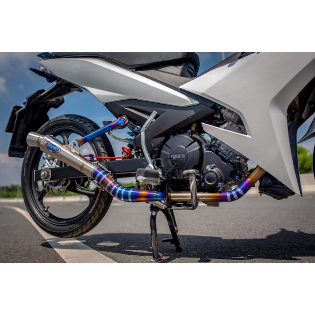Cổ pô tăng titan xịn 2 khúc gắn lon 32mm X 51mm cho winner/sonic/exciter/raider/satria