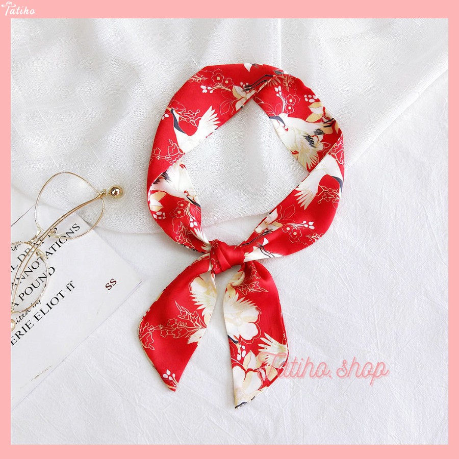 [Hàng Xịn, Giá Tốt] Khăn Turban Quấn Tóc và Túi Xách Họa Tiết Vintage Chất Liệu Lụa Chiffon - 5x90cm - Mã TD007