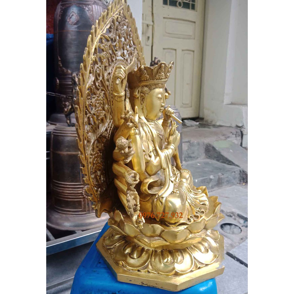 Tượng phật mẫu chuẩn đề bằng đồng cao 41cm, bán tượng chuẩn đề, mẫu tượng chuẩn đề