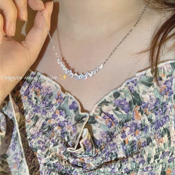 Phụ Kiện Tóc Tua Rua Phong Cách Mới OXYG3N | Dây Chuyền Mạ Bạc 925 Mặt Hình Thiên Hà Đính Đá Sang Trọng Cho Nữ