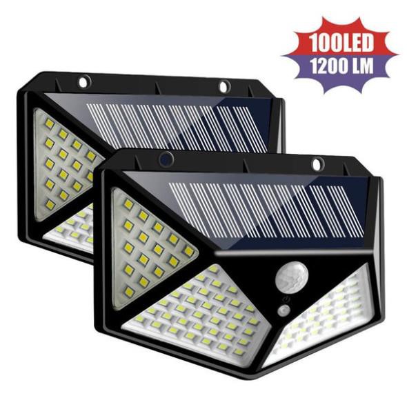 Đèn Năng Lượng Mặt Trời Cảm Biến Chuyển Động 100 LED 3 Chế Độ Siêu Sáng