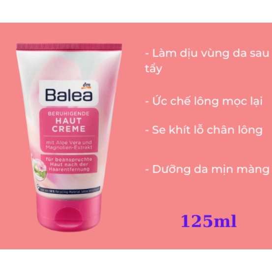 Kem dưỡng sau tẩy lông, ức chế mọc lông Balea, 125ml