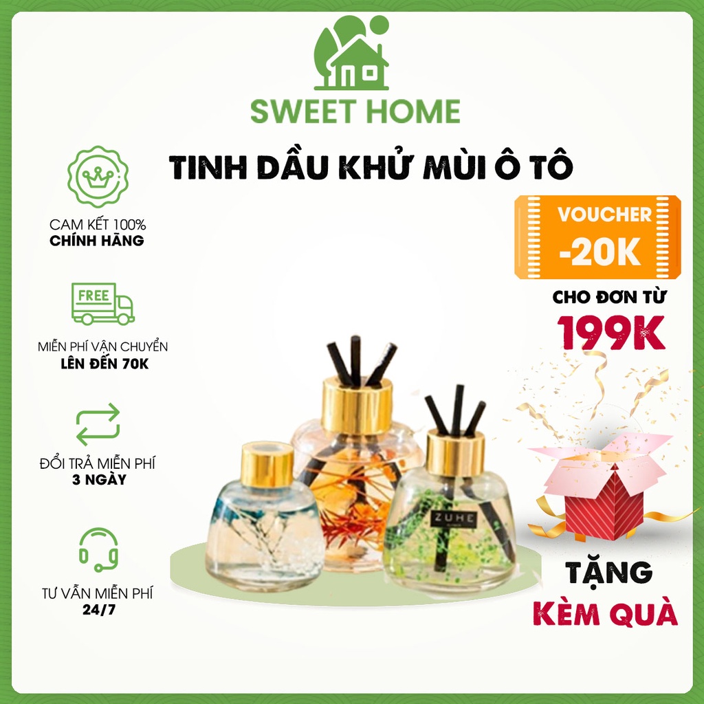 Tinh Dầu Nước Hoa Ô Tô  120ml Que Gỗ Tự Nhiên Lọ Khuếch Tán Tạo Hương Thơm Cho Xế Cưng Khử Mùi Thơm Phòng -SWEET HOME