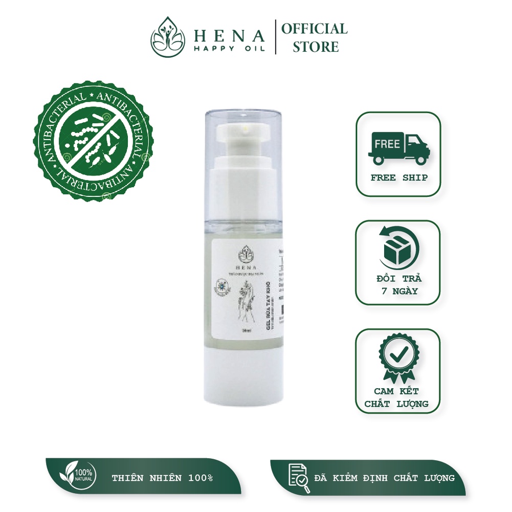 Gel rửa tay khô Kháng Khuẩn cao cấp Hena - Dưỡng ẩm, hương thơm tự nhiên từ tinh dầu - 30ml | BigBuy360 - bigbuy360.vn