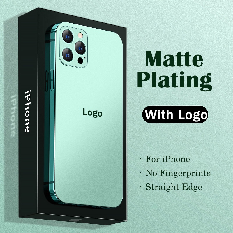 Ốp Điện Thoại Mềm Chống Sốc Viền Thẳng Mạ Logo Cho iPhone 14 13 12 11 Pro Max X XS XR 7 8 Plus + SE 2020