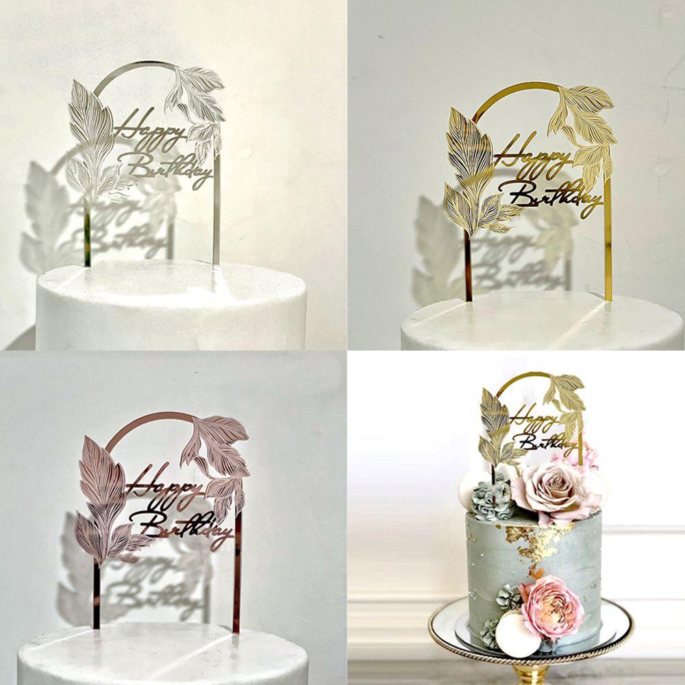 YNATURAL Cây Cắm Trang Trí Bánh Kem Hình Vòm Màu Vàng Dùng Cho Tiệc Sinh Nhật