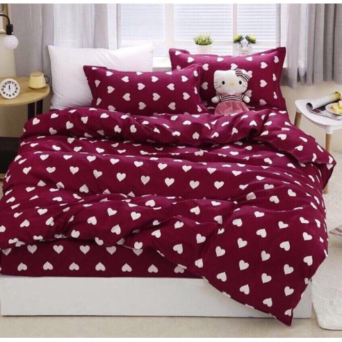 Vỏ chăn lồng ruột 1m6x2m mẫu tim đỏ thanh lý gấp