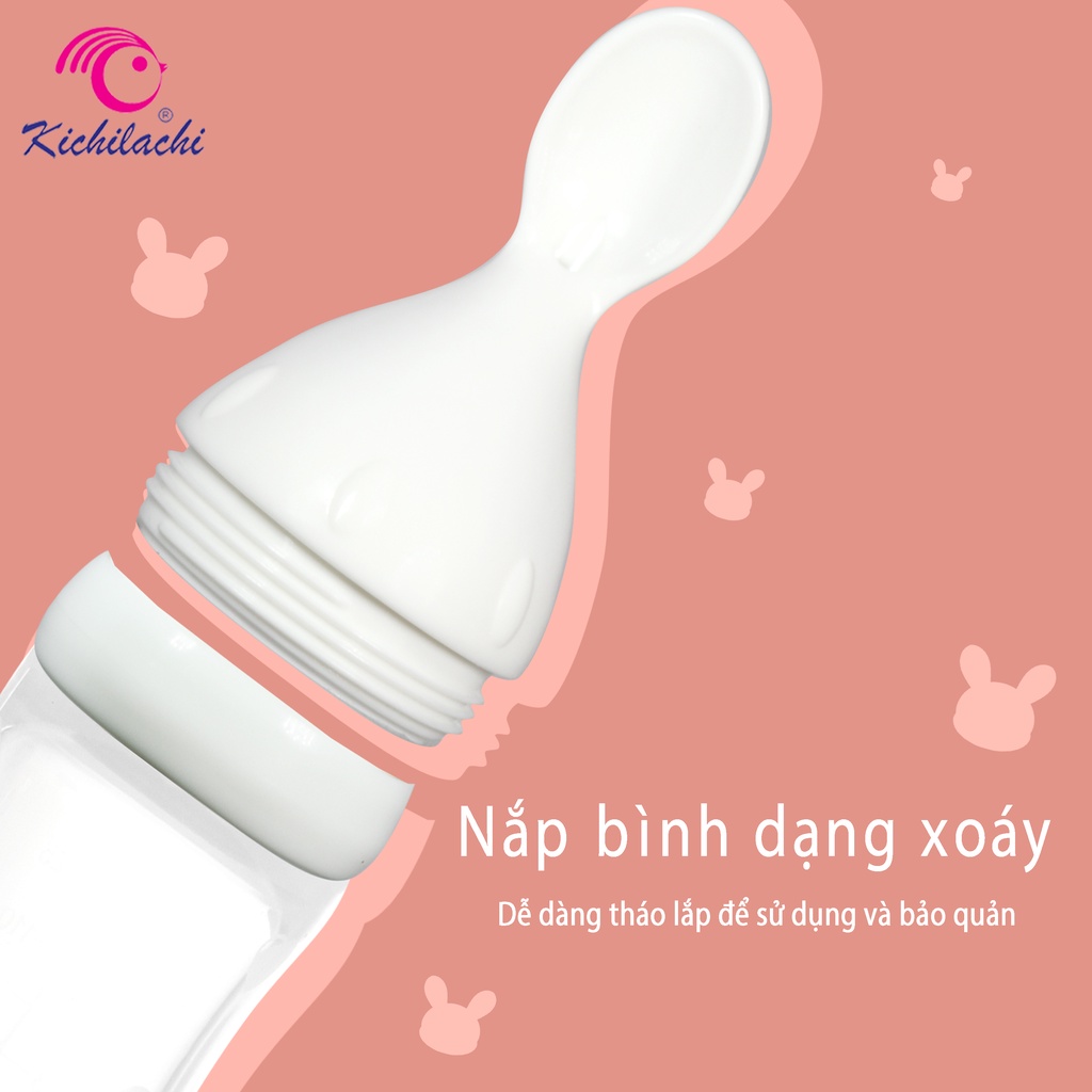 Bình Thìa Silicone Ăn Dặm 125ml Kichi Cho Bé Kichilachi Kichi