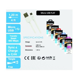 Cáp MicroUSB Energizer Flat C21UBMCG