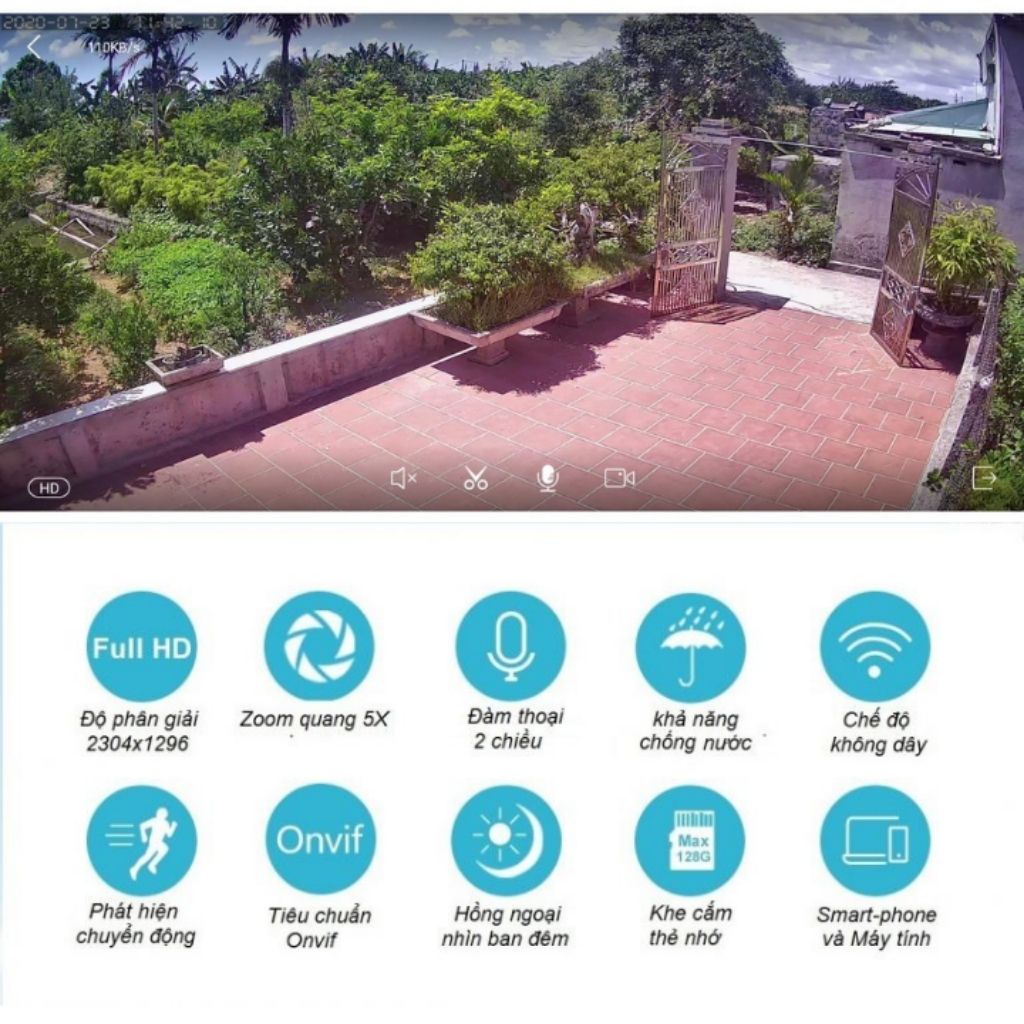 Camera wifi ngoài trời không dây Srihome Sh027 - Camera ip đàm thoại 2 chiều , cảnh báo chuyển động, chống nước Ip67