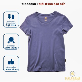 Áo Phông Trơn Nữ TheGoong Cổ Tròn, Áo Thun Nữ Basic Cotton Cao Cáp Hàng Hiệu Thoáng Mát Kháng Khuẩn Tay Ngắn Việt Quất