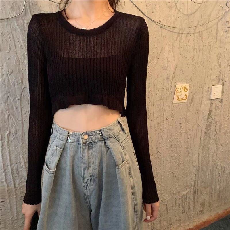 Áo croptop dài tay SuzaHouse cao cấp cho nữ phong cách Hàn Quốc nhiều màu