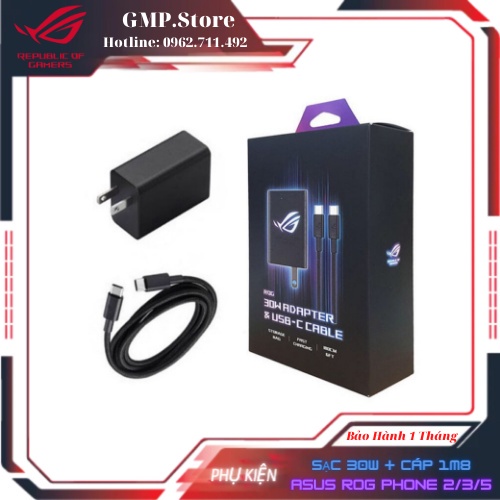 Bộ Sạc + Cáp Dài 1m 30W Asus Rog Phone 2 / 3 / 3 Strix (Chính Hãng)