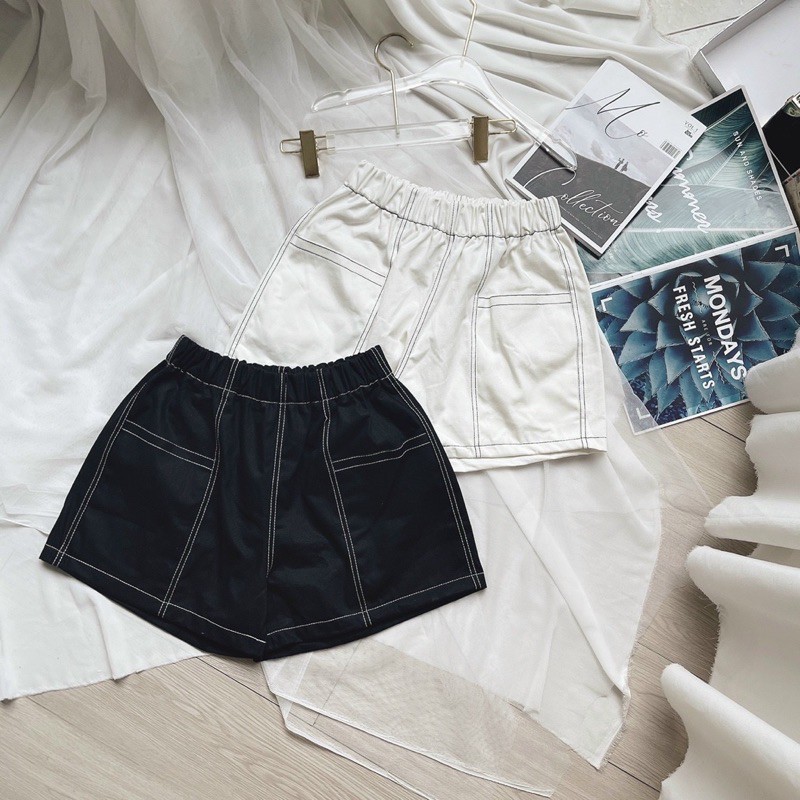 Quần chỉ nổi chất kaki, quần shorts đùi chỉ nổi - B6U