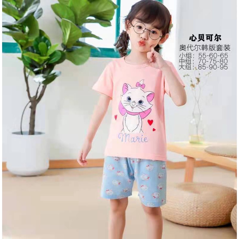 (8-15KG)Bộ cộc tay xuất Hàn cotton lạnh Quảng Châu cho bé gái sz nhí (55-60-65)- Bảng màu 2022