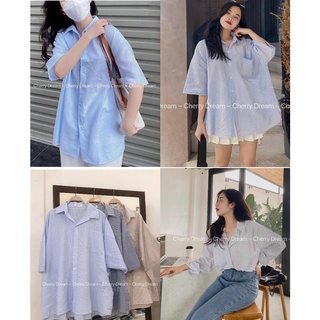 Áo sơ mi Hàn Quốc dáng rộng kẻ sọc nhiều màu Ulzzang, áo sơ mi oversize phom rộng