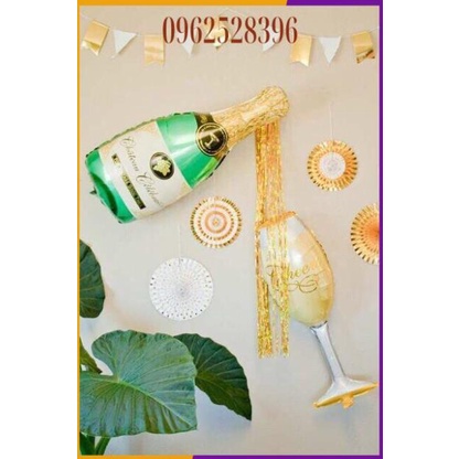 Bong Bóng Tráng Nhôm Hình Ly Và Chai Champagne