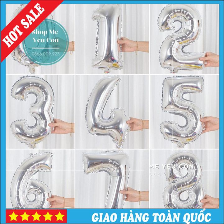 Bóng Số Tuổi Trang Trí Sinh Nhật Cao 40cm, Phụ Kiện Trang Trí Tiệc Thôi Nôi Đầy Tháng ❤️FREESHIP❤️