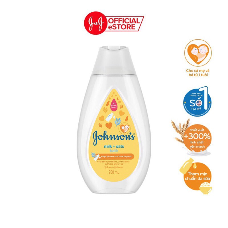 Sữa tắm Johnson Baby Chứa Sữa và Yến Mạch 200ml