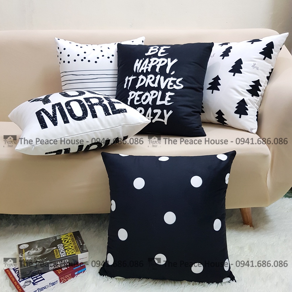 - Vỏ gối vuông tựa lưng trang trí sofa hình học CAM XÁM