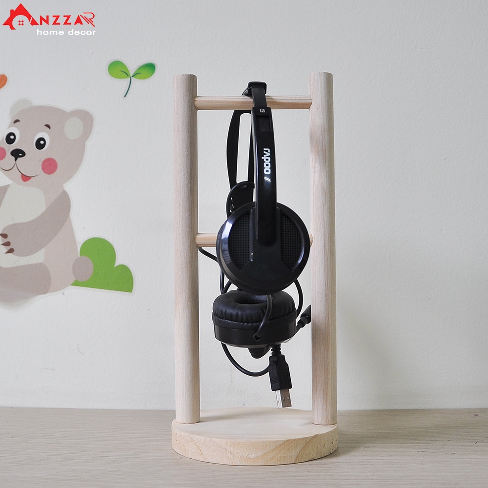 giá treo tai nghe, kệ đỡ HeadPhone bằng gỗ thông tự nhiên đẹp, kệ gỗ treo tai nghe