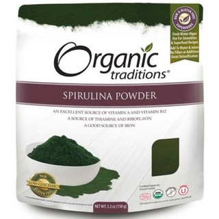 BỘT TẢO XOẮN SPIRULINA HỮU CƠ ORGANIC TRADITIONS (150g) - Organic Spirulina Powder