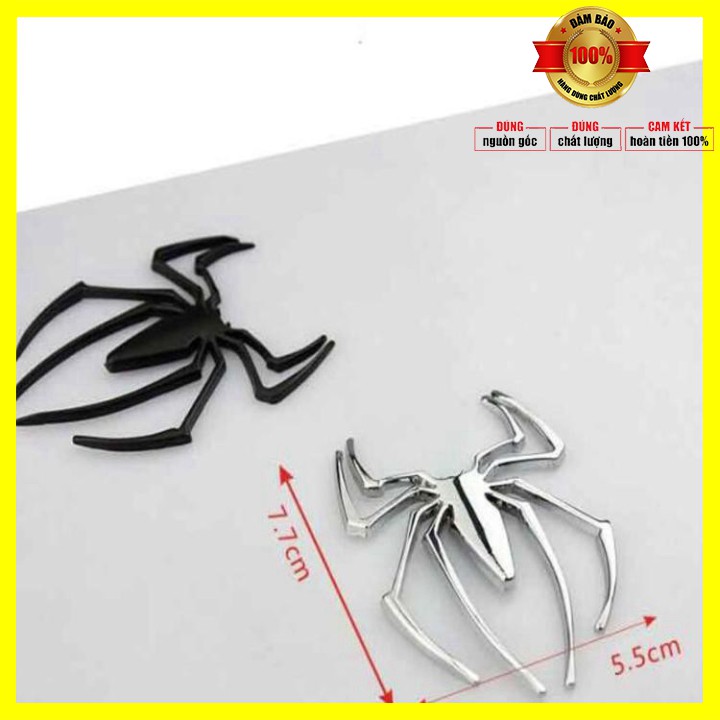 Decal hình nhện 3D hợp kim dán trên xe ô tô, xe hơi G60801 Kích thước 7.7×6.0CM