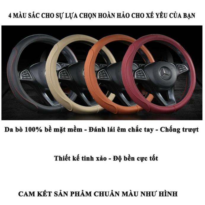 Bọc vô lăng ô tô cao cấp chất liệu da bò chống trượt thoáng khí siêu sang  siêu bền cho mọi loại xe