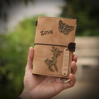 Ví đựng hộ chiếu, sổ mini a6 cute dễ thương, ví đựng thẻ handmade đa năng all in 1 [màu nâu nhạt + 8 màu khác]