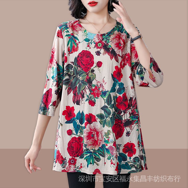 Áo Thun Dáng Rộng Phong Cách Phương Tây Thời Trang Xuân Hè 2022 Plus Size Cho Nữ