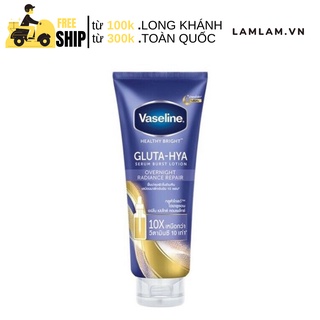 Mẫu mới sữa dưỡng thể trắng da vaseline 10x healthy bright gluta hya burst over night thái lan 330ml