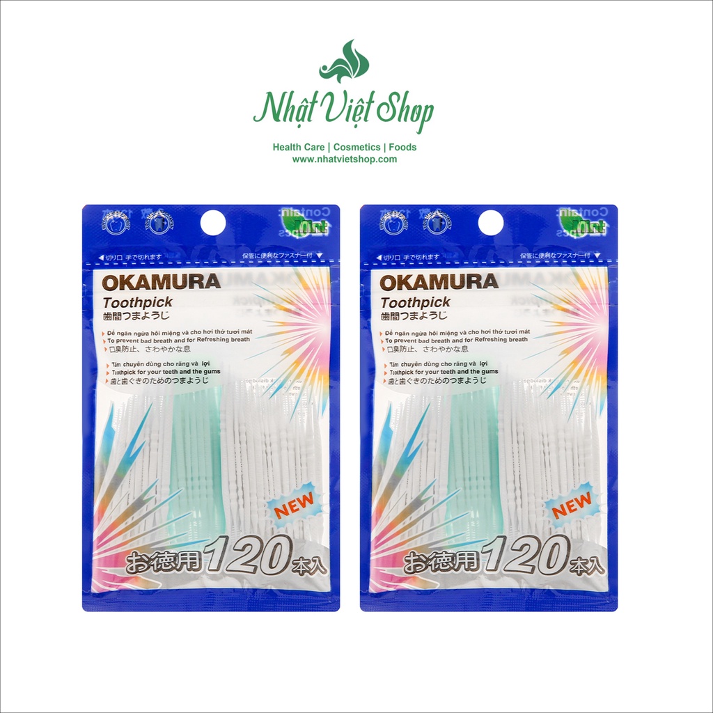 Combo 02 Bịch Tăm Nhựa Okamura Toothpick (120 cây)