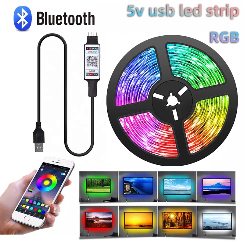 Dây đèn LED RGB linh hoạt 5M 4M 3M 1M DC5V Bluetooth trang trí TV