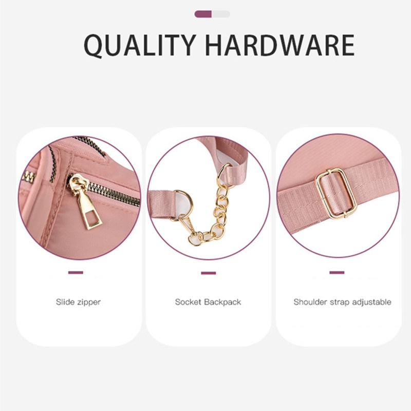 QQ Túi Đeo Thắt Lưng Bằng Nylon Có Khóa Kéo Thời Trang Cho Nữ