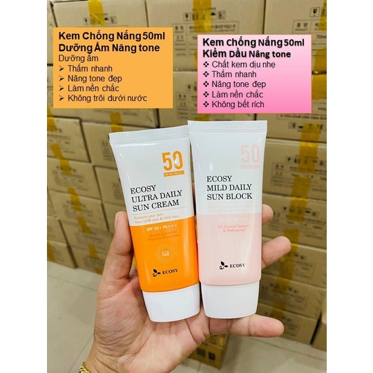 Kem chống nắng dưỡng trắng Ecosy cho da khô 50ml