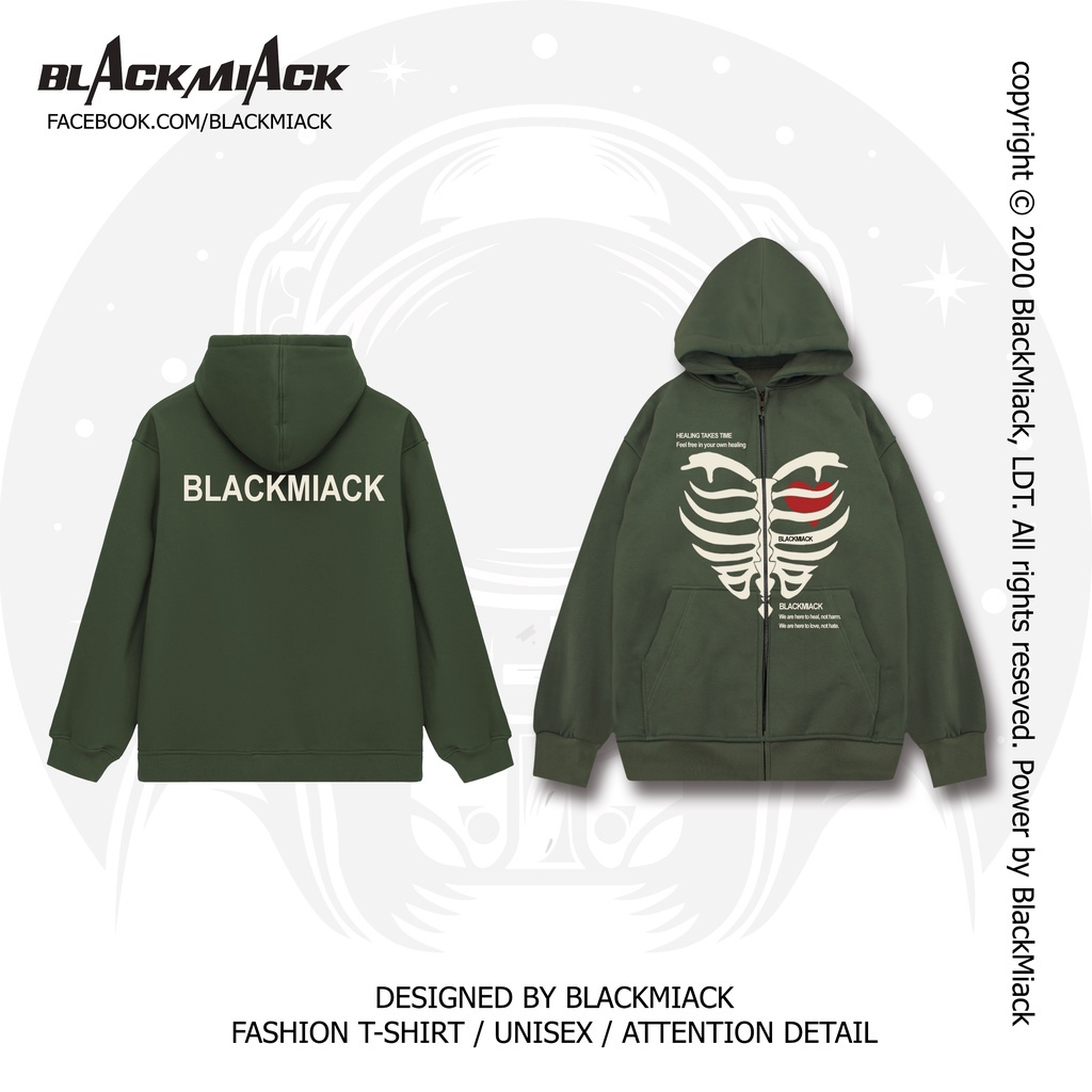 Áo Khoác chống nắng HOODIE zip IN NỔI màu RÊU họa tiết Xương nam nữ, chất Cua