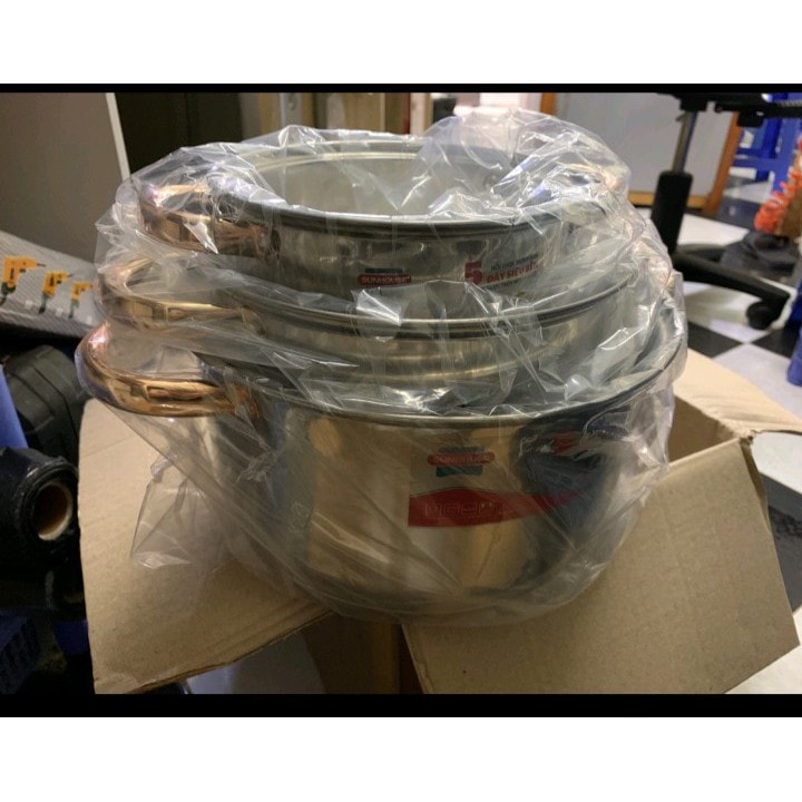 BỘ NỒI INOX 5 ĐÁY SUNHOUSE SH781 - Size 16 - 20 - 24cm