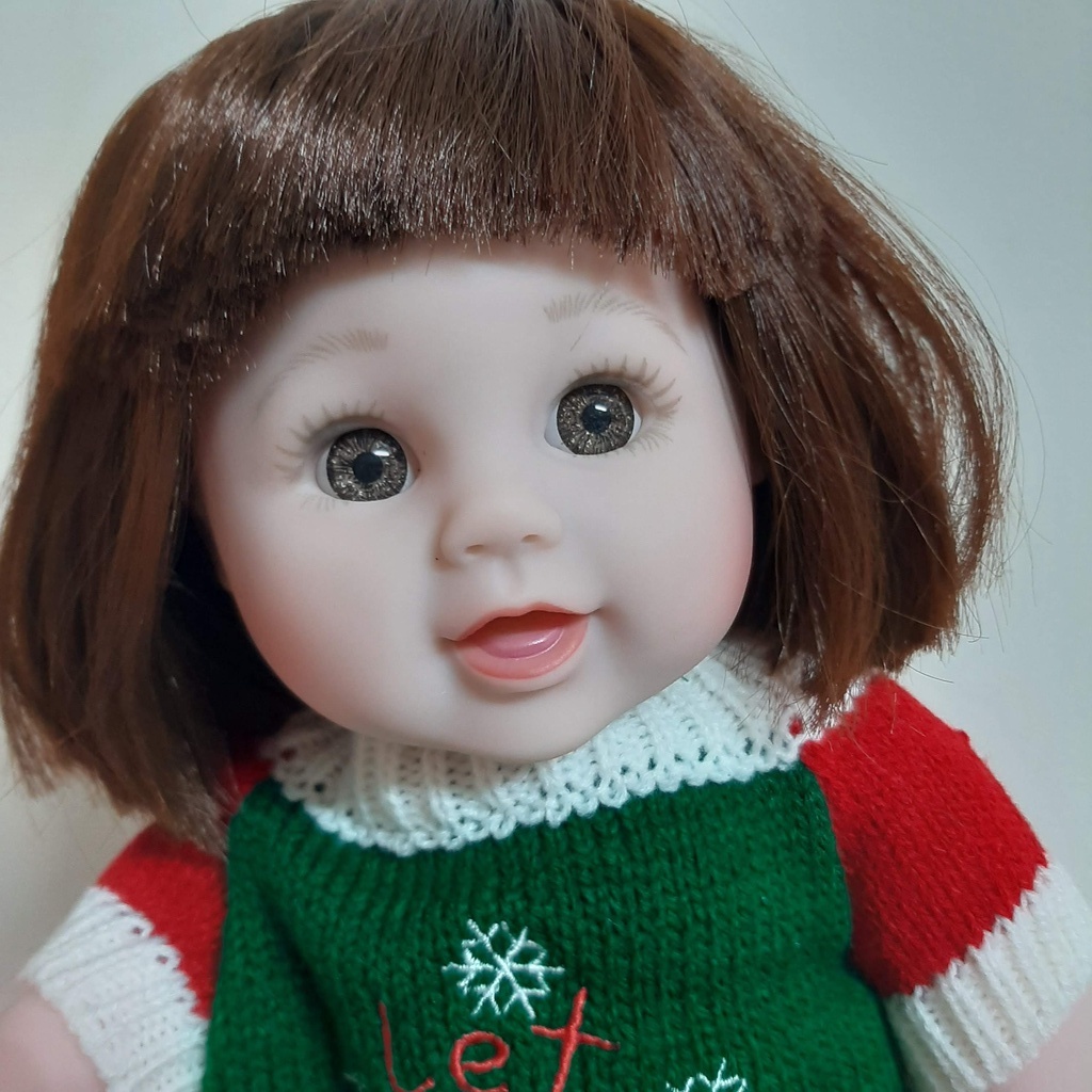 Búp Bê Bé Gái Nhựa Cao Cấp Nathaniel 30 cm 12 inch Reborn Vynil Doll - Tóc Bob Áo Len