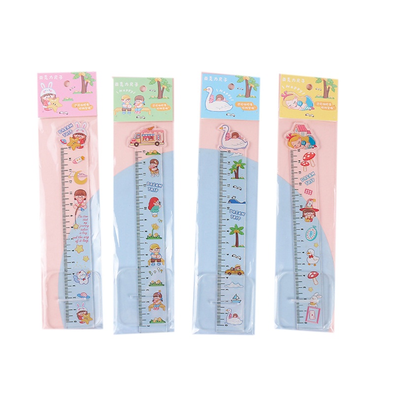 Set 4 Thước Kẻ Thẳng Bằng Nhựa Acrylic 15cm Dành Cho Học Sinh