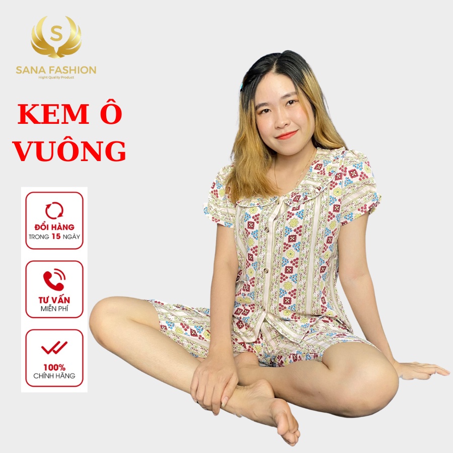Quần áo ngủ đồ bộ mặc nhà nữ cao cấp chất lụa quần lửng LNS