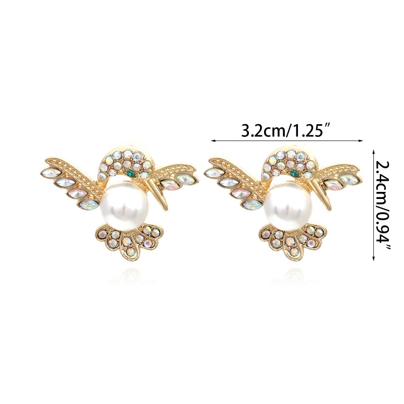 Bông Tai Hình Chim Ruồi Đính Ngọc Trai Giả Nhiều Màu Sắc Dành Cho Nữ