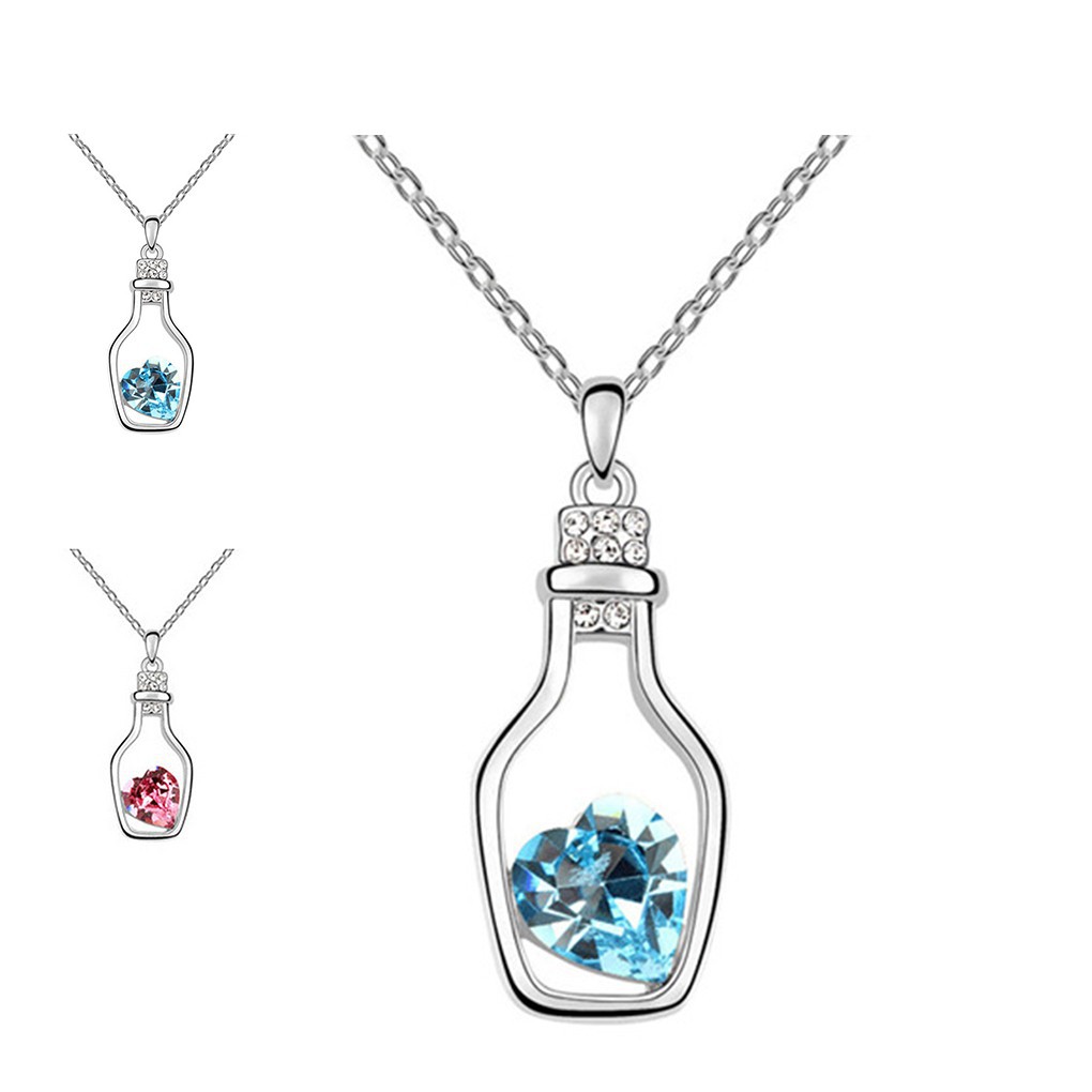 Dây chuyền hợp kim mặt lọ pha lê siêu đẹp