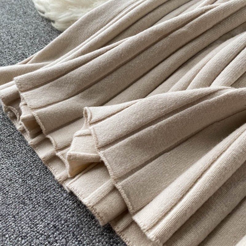 Váy len dáng dài dây rút tôn eo trơn V20