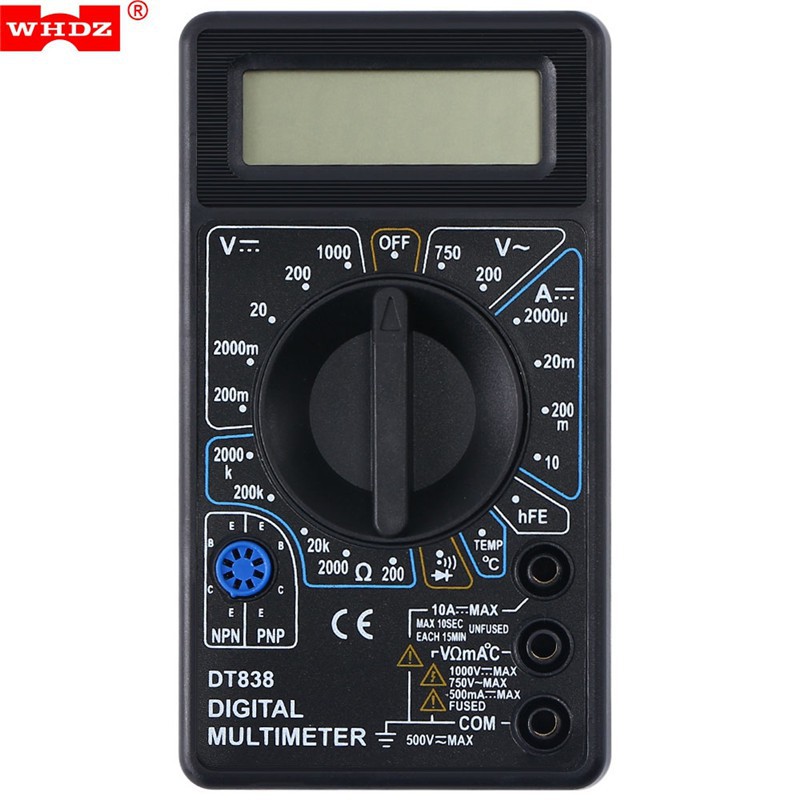 DT838 LCD Digital Multimeter AC DC Tester Voltmeter Resistance Temperature Test
