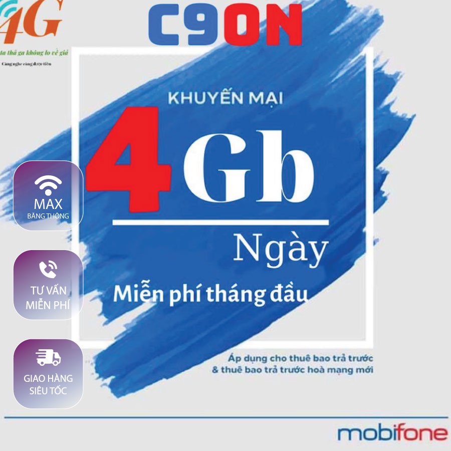 Sim 4G C90N mobifone vi vu lướt mạng thả ga 4GB/ngày