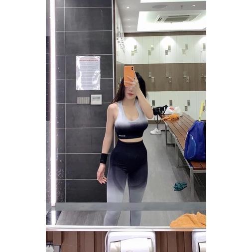 Set Đồ Tập Gym Nữ Yoga Aerobic Dệt Loang NAQIYABEI Áo Bra Quần Dài Chun Mông Legging Tôn Dáng Nâng Mông .