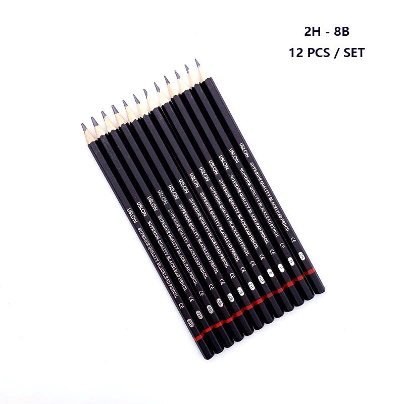 Bộ 12 bút chì gỗ 2H-8B chất lượng cao