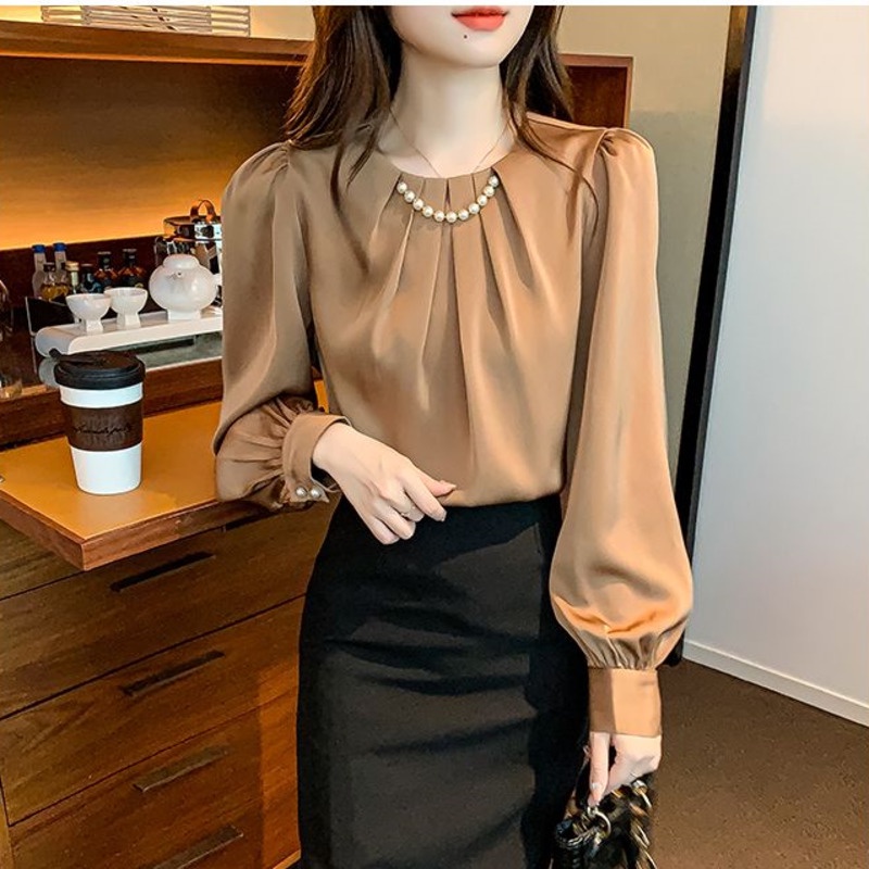 Áo Sơ Mi Chiffon Cổ Đứng Tay Dài Thời Trang Mùa Thu 2022 Phong Cách Phương Tây Cho Nữ