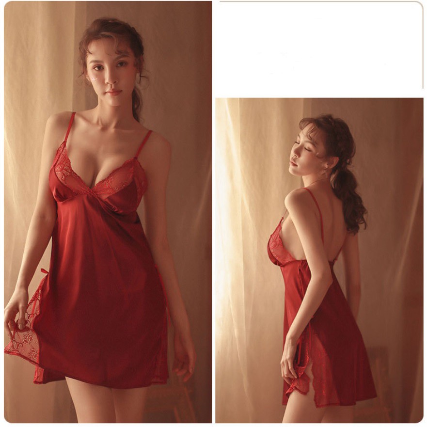 (M.45) Váy ngủ 2 dây lụa satin sexy cao cấp Đầm mặc nhà gợi cảm quyến rũ